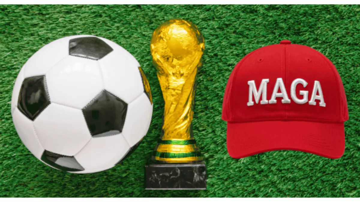 Titelbild das Spiel der starken Männer. Fußball, Pokal und Rote Basecap mit der Aufschrift "MAGA" auf einem Fußballrasen.Quelle: freepik & eigene Collage Titelbild das Spiel der starken Männer. Fußball, Pokal und Rote Basecap mit der Aufschrift "MAGA" auf einem Fußballrasen.Quelle: freepik & eigene Collage